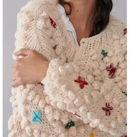 Anthropologie Rare In Things Bauble Chunky Knit Cardigan NWOT - Picture 4 of 14